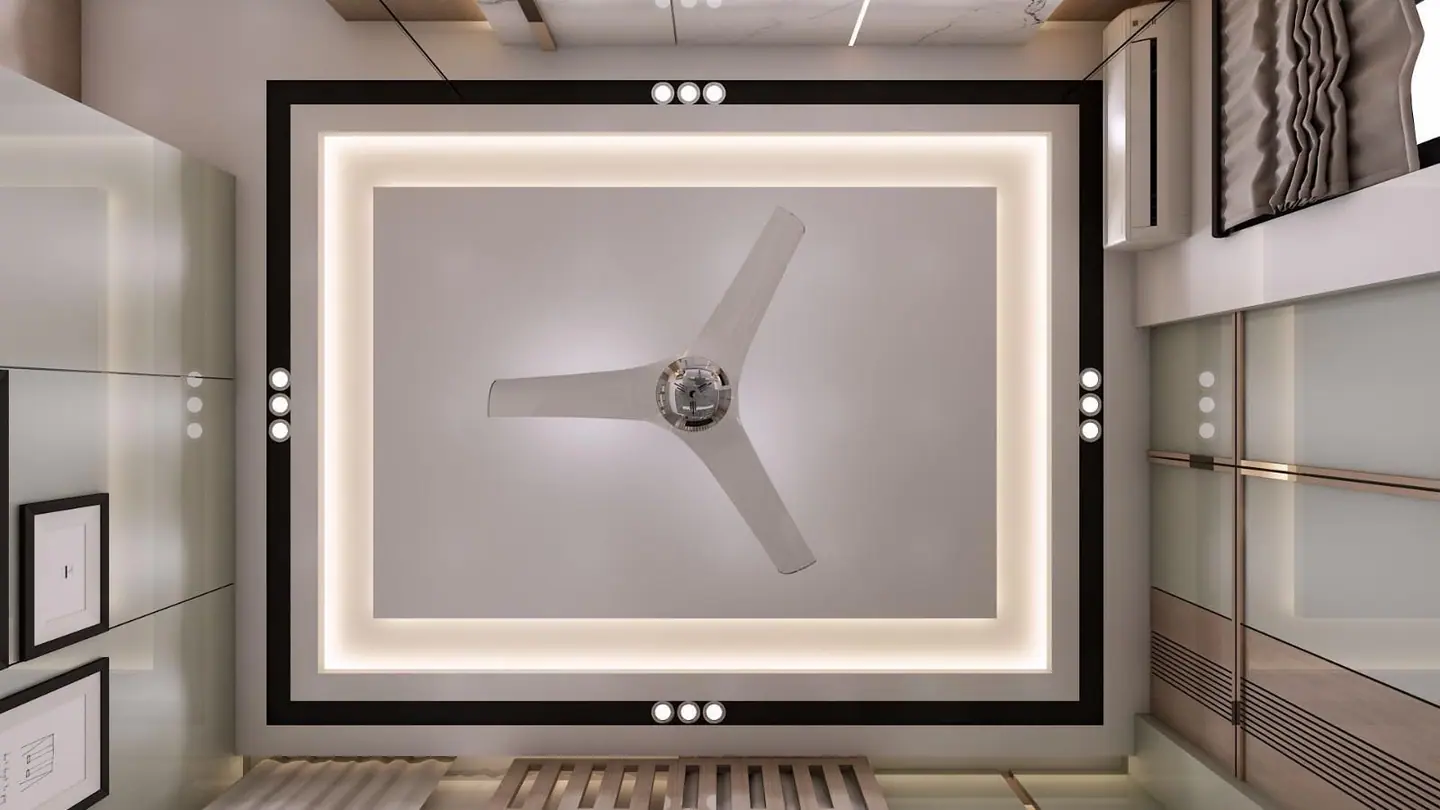 Plan view of a false ceiling with a framed rectangular cove